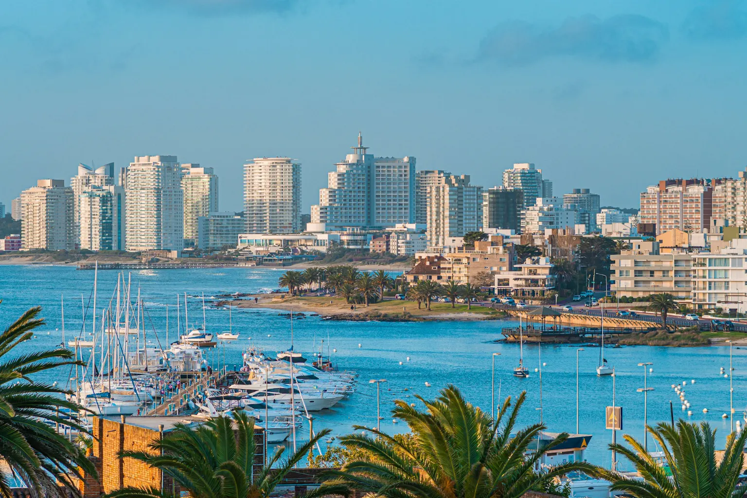 Puerto de Punta del Este con los edificios de la península